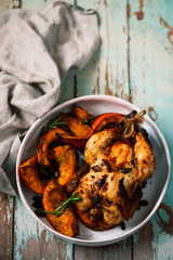 glazed roast chicken pumpkin wedges