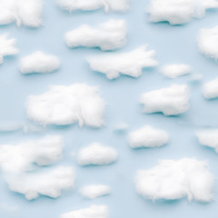 The background of sky and clouds In shades of pastel blue tones.