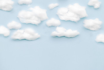 The background of sky and clouds In shades of pastel blue tones.