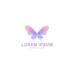 butterfly logo design, gradient butterfly shape isolated white background, vector icon