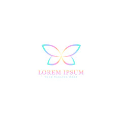 abstract butterfly logo, stylish geometric design with gradient color