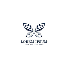 butterfly abstract icon, outline butterfly vector template