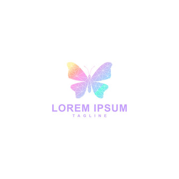abstract butterfly logo, low poly design with gradient color