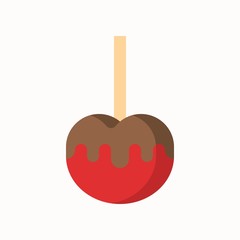 caramel apple, sweets and pastry set, flat design icon
