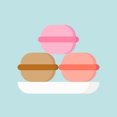 Macaron in various flavor, simple icon in flat style, bakery and pastry set