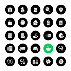 Percents glyph icons set