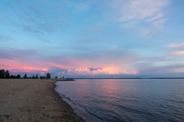 Astonishing sunset at seashore in Finland