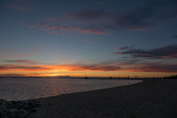 Fototapeta na wymiar Astonishing sunset at seashore in Finland