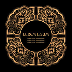 Luxury background vector. Paisley royal pattern frame.  Persian design beauty spa salon, fashion flyer, wedding party invitation, save the date, birthday greeting, new year holiday card template.