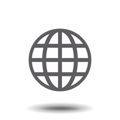 Globe icon with shadow on a gray background. Vector illustration