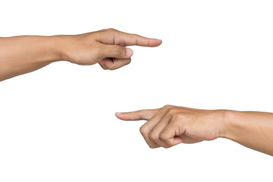 man hands pointing on white background - Powered by Adobe