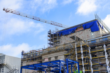 Scaffolding near the building.