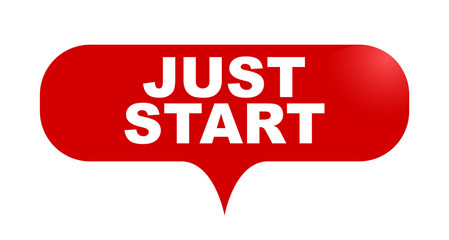 red vector bubble banner just start