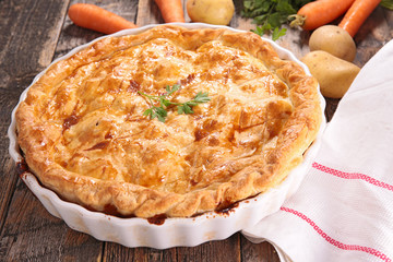 homemade vegetable and meat pie