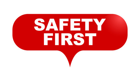 red vector bubble banner safety first