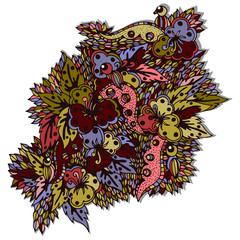 Obraz premium Abstract, floral pattern, illustration, hand drawn doodle