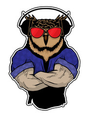 Steep fashionable owl. Vintage style illustration for tattoo, logo, emblem