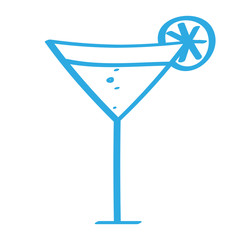 Handgezeichneter Cocktail in blau
