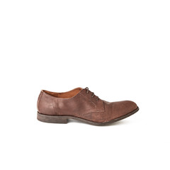 Elegant men's brown loafers shoe. Studio, white background