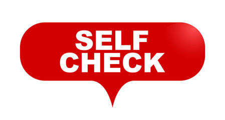 red vector bubble banner self check