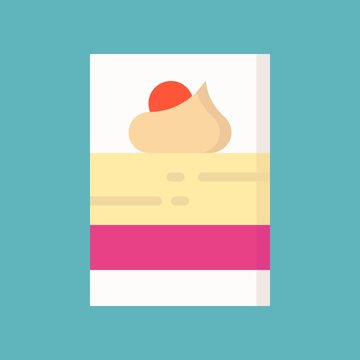 Vanilla and raspberry Moouse Dessert in shot glass, sweets and pastry set, flat design icon
