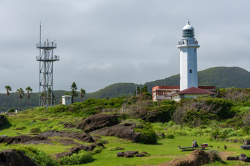 Fototapeta na wymiar Nojimazaki Lighthouse in Chiba, Japan. The lighthouse stands at the southernmost tip of Boso Peninsula.