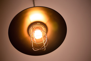 Ideas concept of vintage lamp with light bulb