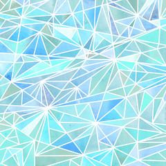 Polygon. Watercolor mosaic. Bright summer pattern with watercolor triangles.