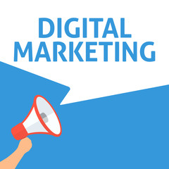 Hand Holding Megaphone With DIGITAL MARKETING Announcement