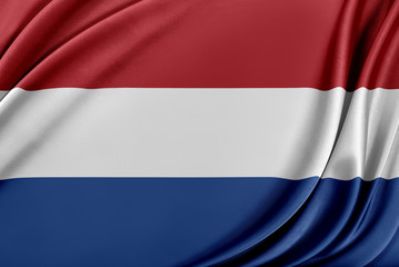 Netherlands flag with a glossy silk texture.