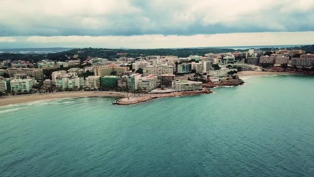 Aerial view of Salou beach in winter