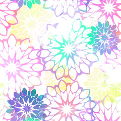 Seamless pattern floral style with watercolor effect. Textile print with abstract flowers. Ethnic background.