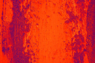 Rusty metal surface, orange and red color of iron oxide