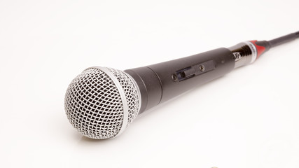Microphone connected cable isolated on white background
