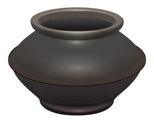 Black metal empty pot isolated vector illustration