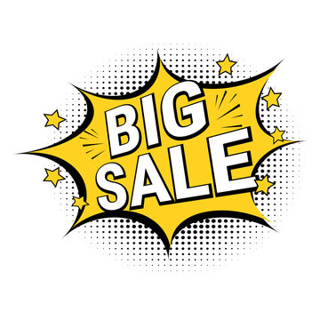 Big sale. Vector special offer illustration.  Pop art comic sale discount banner