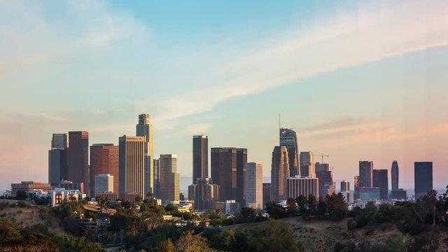 Downtown Los Angeles Skyline Sunset TimeSlice Timelapse
