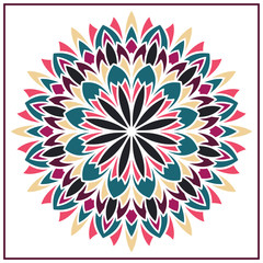 Vector mandala. Holi party flower. Floral ornament. Complex design.