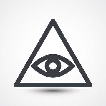 All seeing eye symbol, simple triangle, illustration. Illuminate - symbolic icon
