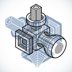 Vector abstract 3d geometric shape, polygonal figure.