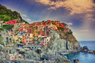 Beautiful view of Manarola town, Cinque Terre, Liguria, Italy.