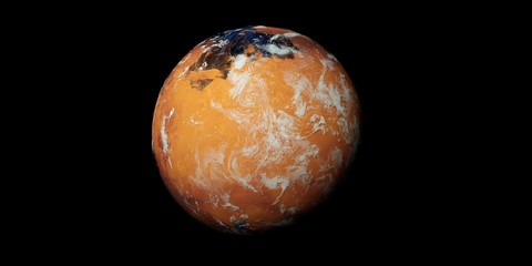 Extremely detailed and realistic high resolution 3D illustration of a terraformed Mars like Planet