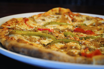 Pizza with Red and Green Peppers