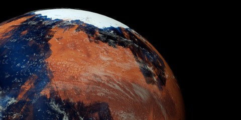 Extremely detailed and realistic high resolution 3D illustration of a terraformed Mars like Planet © Sasa Kadrijevic