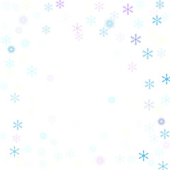 Falling down snow confetti, snowflake vector border. Festive winter, Christmas, New Year sale background. Cold weather, winter storm, scatter texture. Hipster snowfall falling snowflakes cool confetti