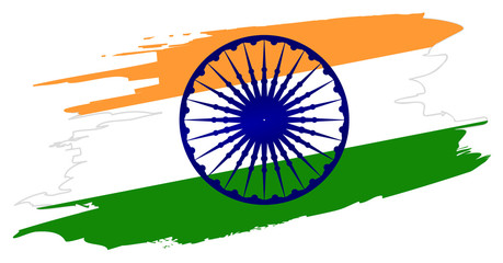 India Independence Day. Flag and wheel traditional symbol