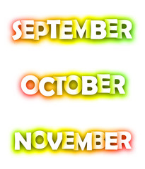 September, October, November spectrum banners.