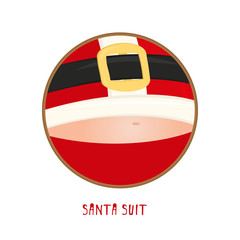 Santa cartoon flat labelprint. Winter New year theme, great design for 2019 calendar, Christmas sticker icon, happy birthday party fun card, xmas holiday banner