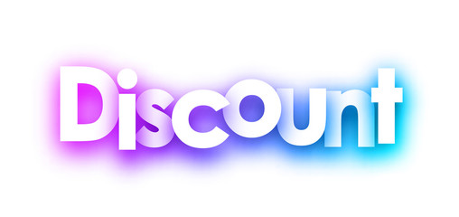 Purple discount paper sign on white background.
