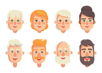 Human Constructor Head Different Hairstyles Vector
